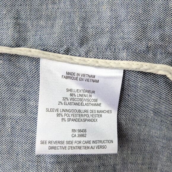 THEORY "Minou T" Linen Blend Baby Blue Three Button Blazer with Pockets, Size 0 - Picture 10 of 10